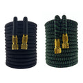Expandable garden hose with spray nozzle