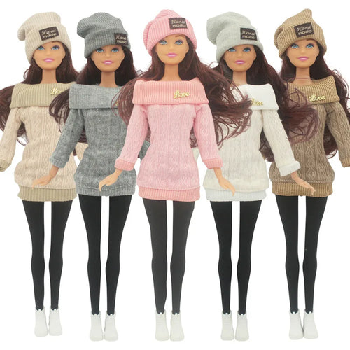 30cm fashion dolls in knit sweater outfits