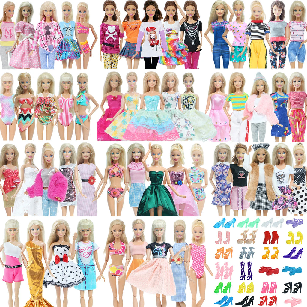 Doll dresses and shoes